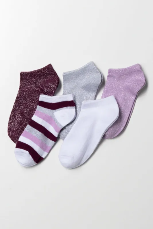 5 Pack Low Cut Socks Burgundy, Grey, Purple And White sold by Ackermas