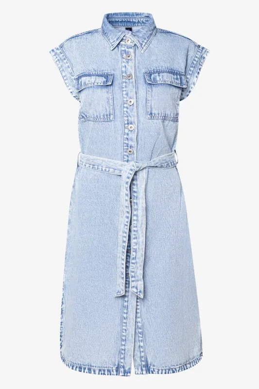 Denim Midi Shirt Dress Light Blue sold by Ackermas