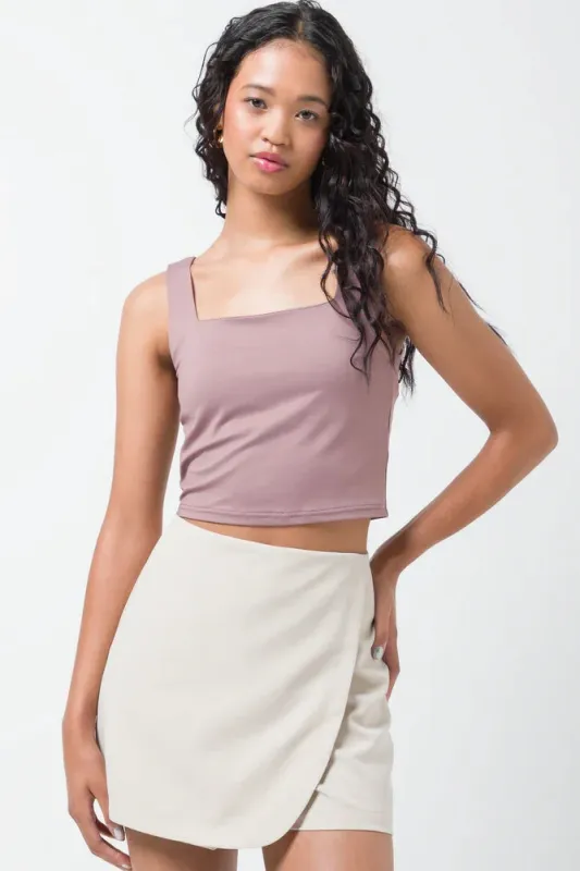 Slinky Crop Square Neck Vest Pink sold by Ackermas