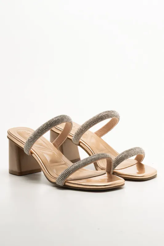 Diamante Mule Block Heel Natural sold by Ackermas