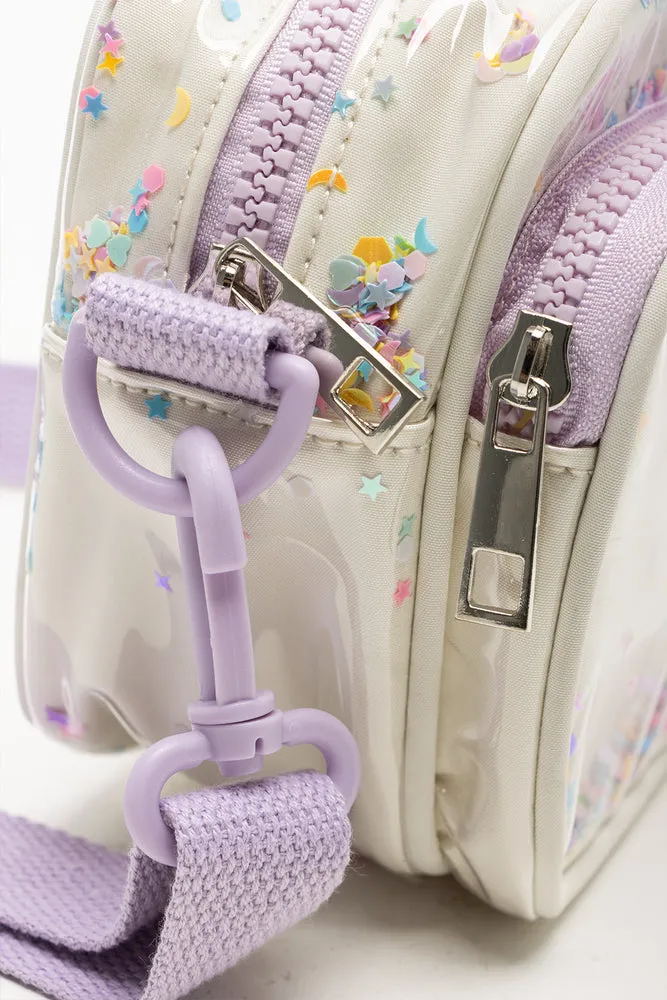 Butterfly Glitter Bag Cream And Purple sold by Ackermas product image thumbnail 5