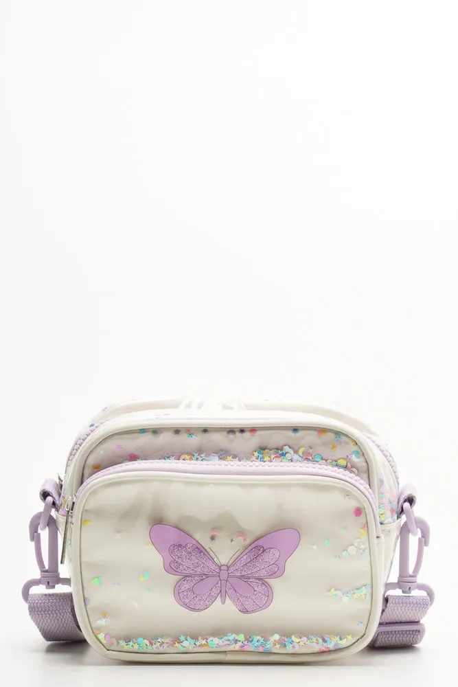 Butterfly Glitter Bag Cream And Purple sold by Ackermas