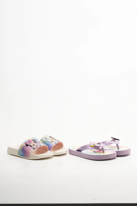 Minnie Mouse 2 Pack Sandals Cream And Purple sold by Ackermas