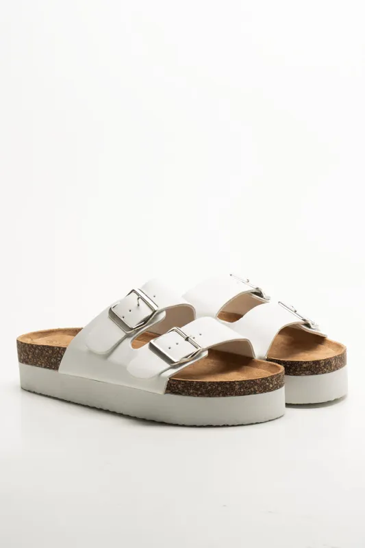 Platform Double Strap Platform White sold by Ackermas