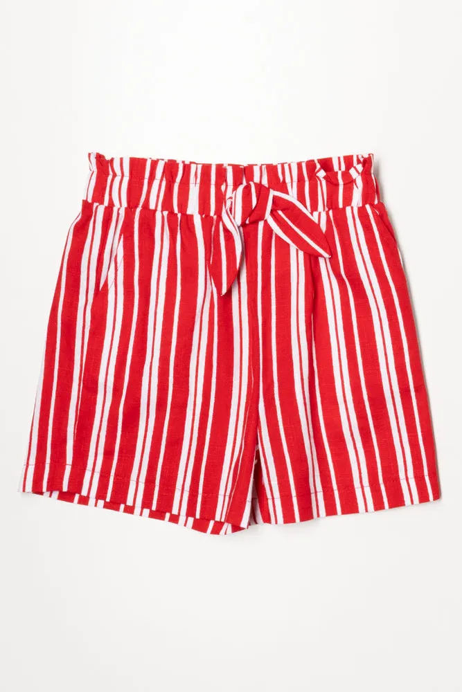 Linen Woven Shorts Red sold by Ackermas