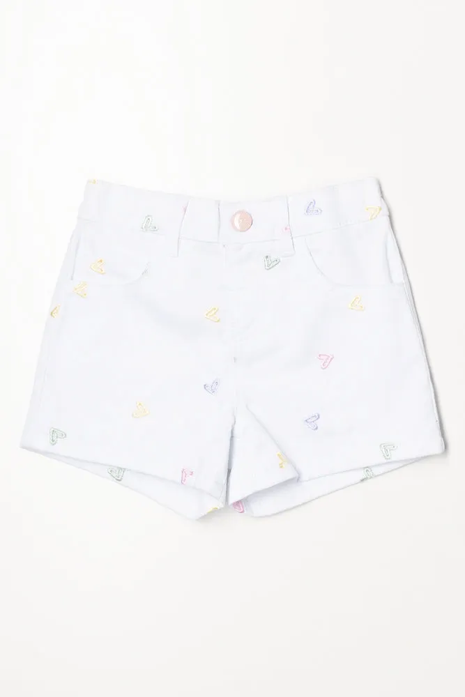 Embroidered Denim Short White sold by Ackermas