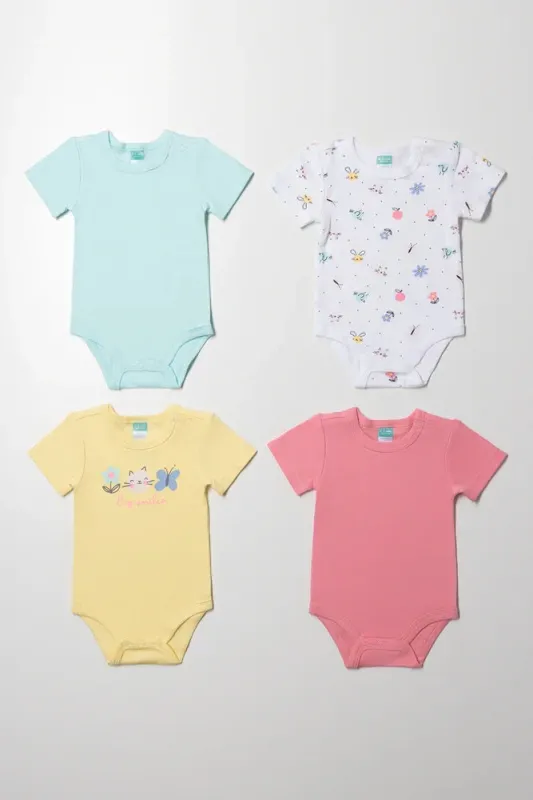 4 Pack Short Sleeve Bodyvest Pink, Yellow Blue And White sold by Ackermas