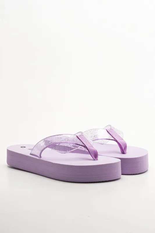 Platform Glitter Flip Flops Lilac sold by Ackermas