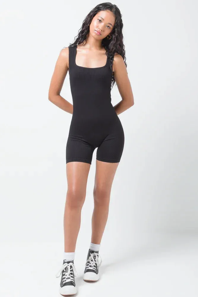 Seamless Short Playsuit Black sold by Ackermas