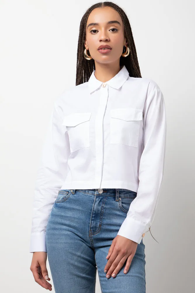 Cropped Shirt with Pockets White sold by Ackermas