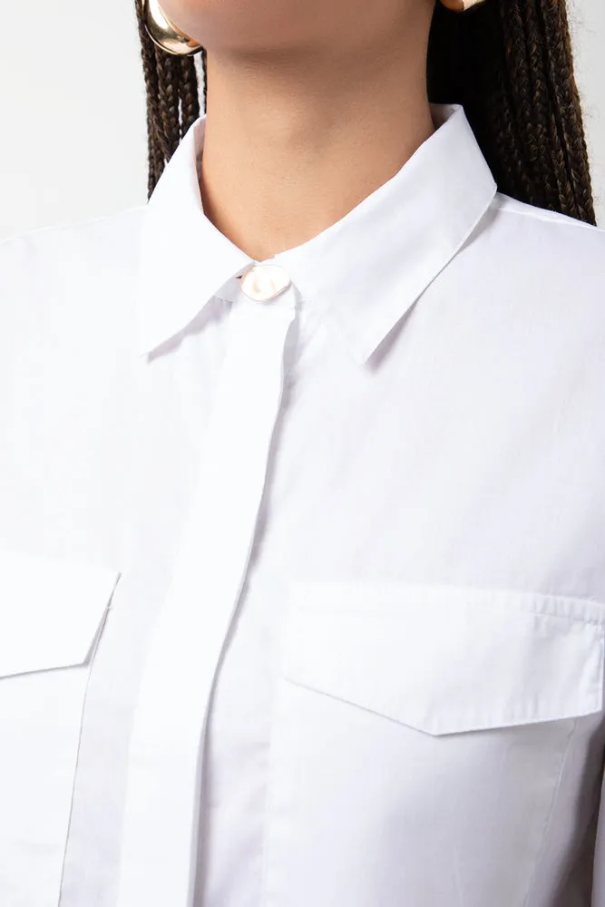 Cropped Shirt with Pockets White sold by Ackermas product image thumbnail 4