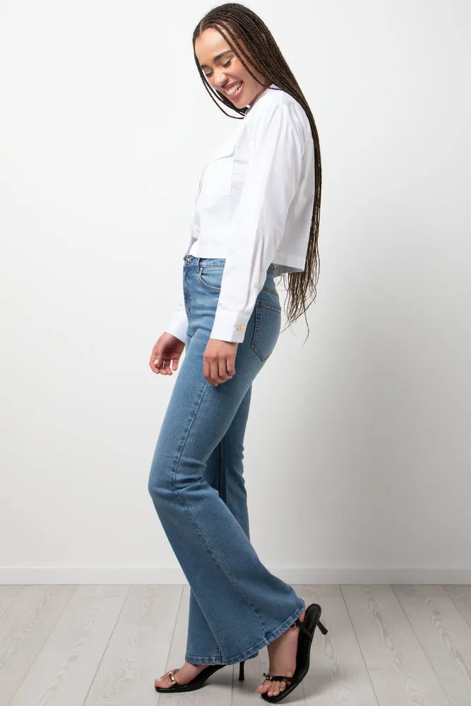 Cropped Shirt with Pockets White sold by Ackermas product image thumbnail 2