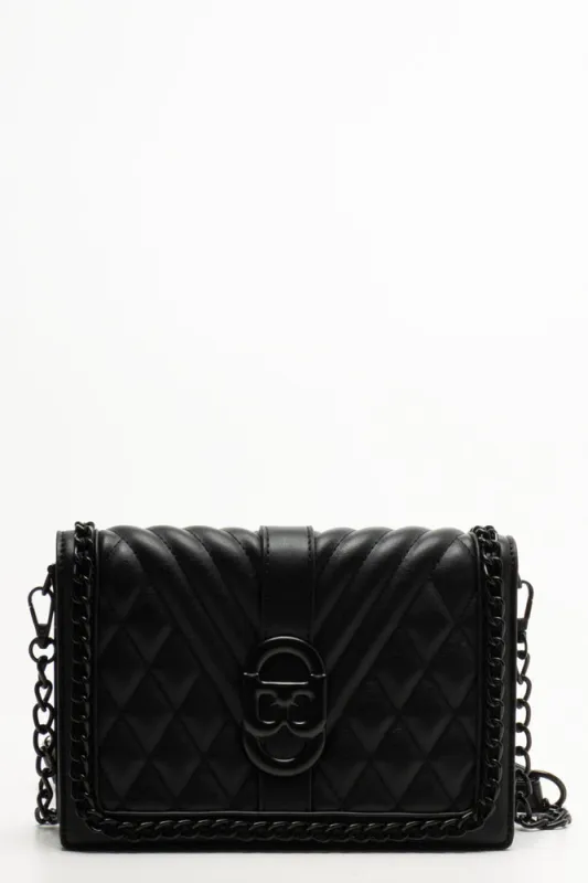 Padded Chain Detail Bag Black sold by Ackermas