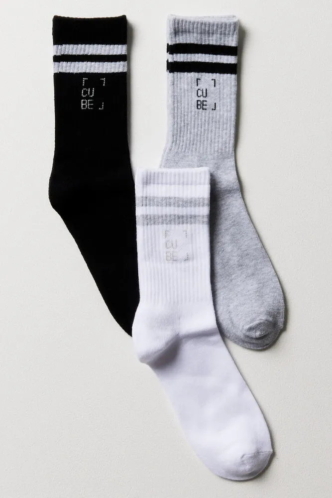 3 Pack Socks Black, Grey And White sold by Ackermas