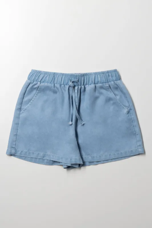 Pull On Denim Shorts Blue sold by Ackermas