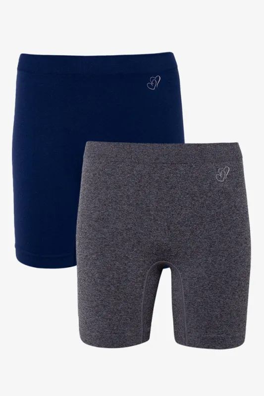 2 Pack Seamfree Long Leg Boyleg Panties Navy And Grey sold by Ackermas