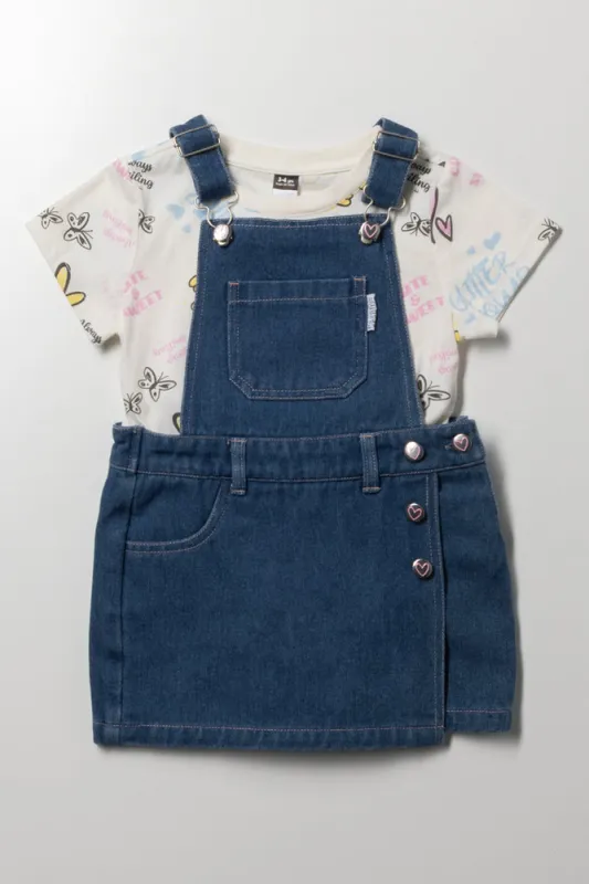 Graffiti T-Shirt And Pinni Set Blue And Cream sold by Ackermas