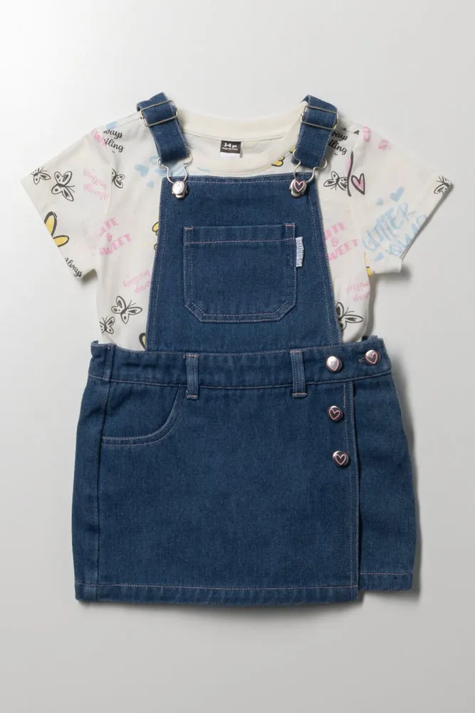 Graffiti T-Shirt And Pinni Set Blue And Cream sold by Ackermas