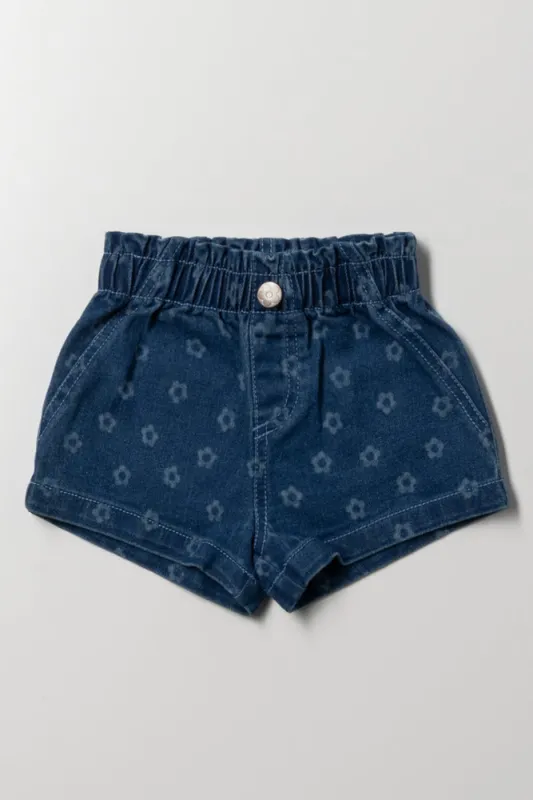 Paperbag Denim Shorts Dark Blue sold by Ackermas