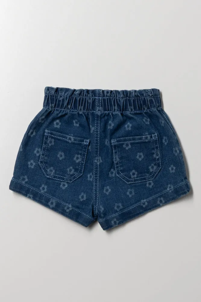 Paperbag Denim Shorts Dark Blue sold by Ackermas product image thumbnail 3