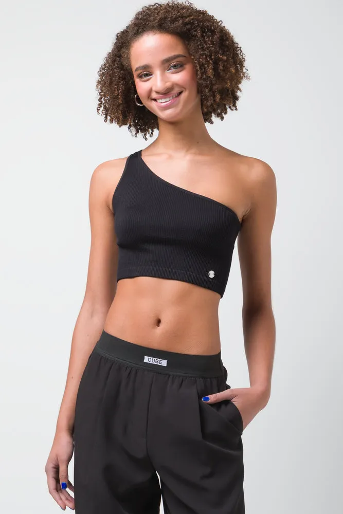 Seamless Asymmetrical Top Black sold by Ackermas