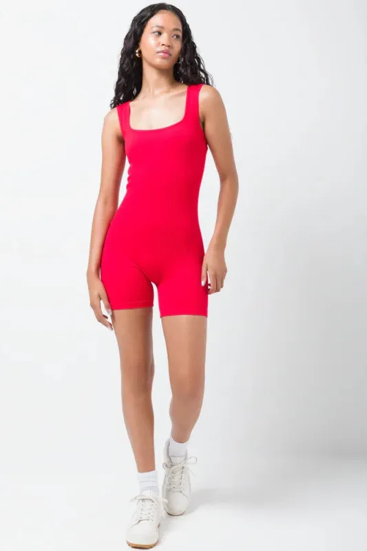 Seamless Short Playsuit Red sold by Ackermas