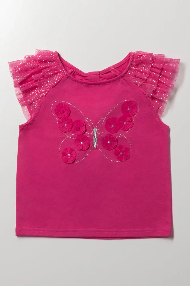 Tulle Sleeves Top Cerise sold by Ackermas