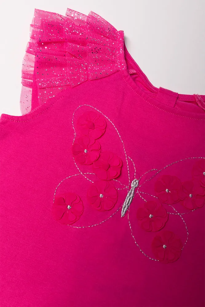 Tulle Sleeves Top Cerise sold by Ackermas product image thumbnail 2