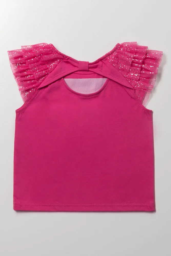 Tulle Sleeves Top Cerise sold by Ackermas product image thumbnail 3