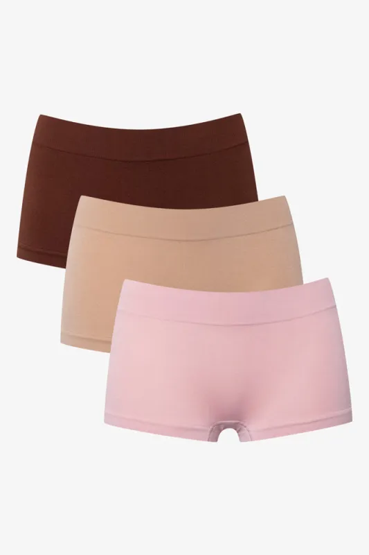 3 Pack Seamfree Boyleg Panties Brown, Natural And Pink sold by Ackermas