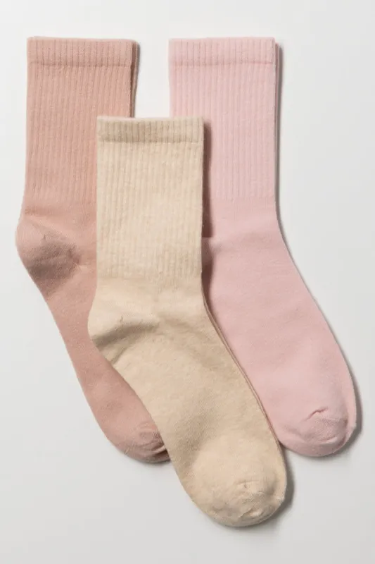 3 Pack Crew Socks Socks Natural And Pink sold by Ackermas