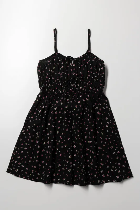 Strappy Linen Dress Black sold by Ackermas