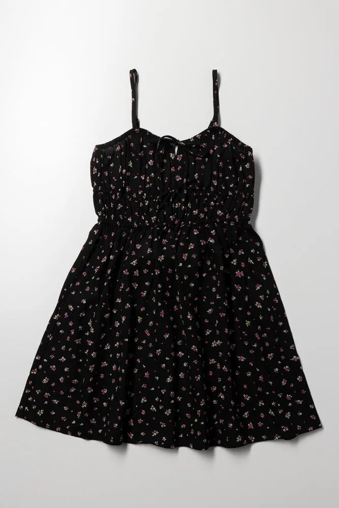 Strappy Linen Dress Black sold by Ackermas