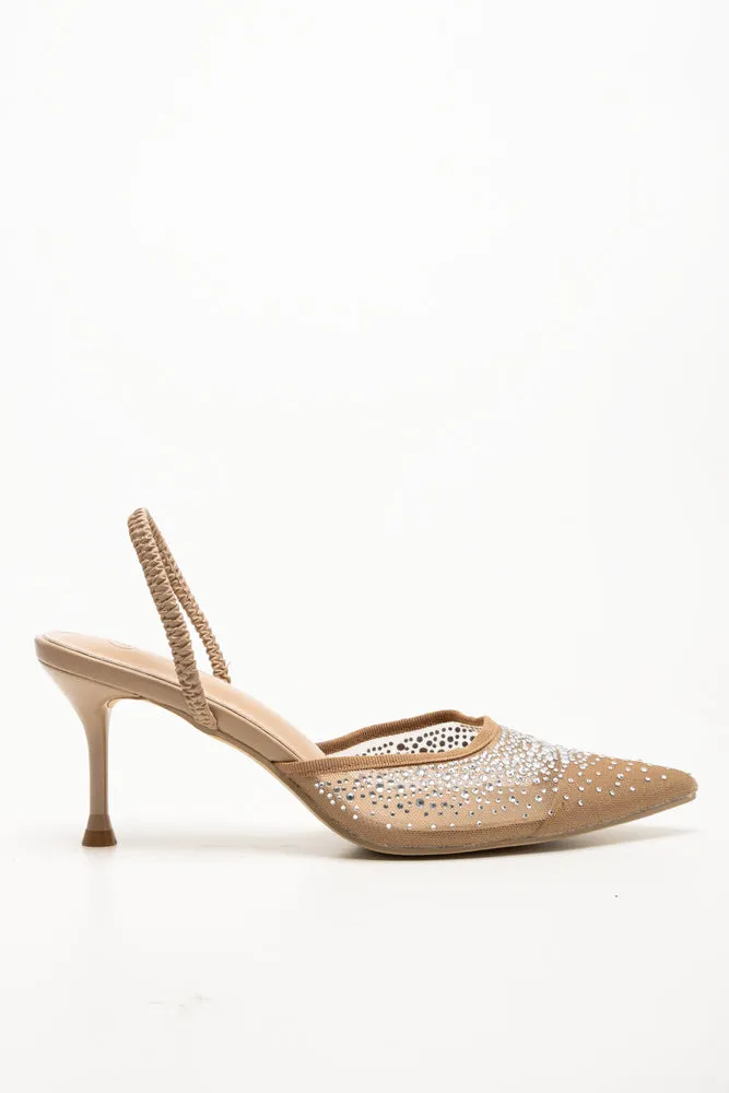Mesh Pointy Heels Natural sold by Ackermas product image thumbnail 2