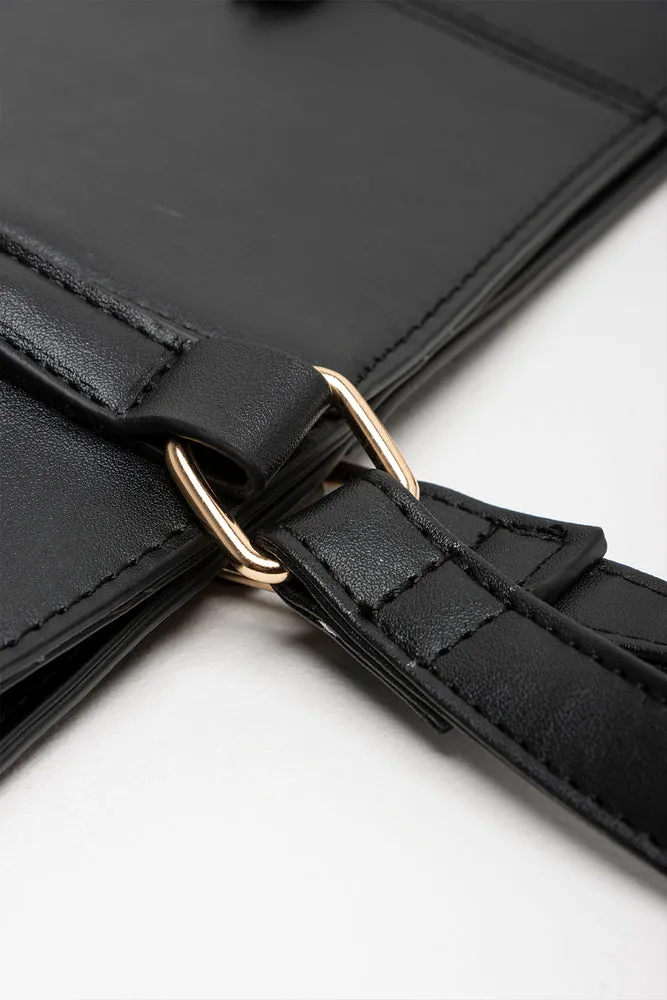 Diagonal Zippers Tote Bag Black sold by Ackermas product image thumbnail 5