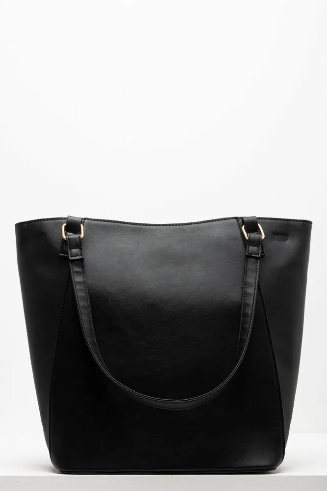 Diagonal Zippers Tote Bag Black sold by Ackermas product image thumbnail 3