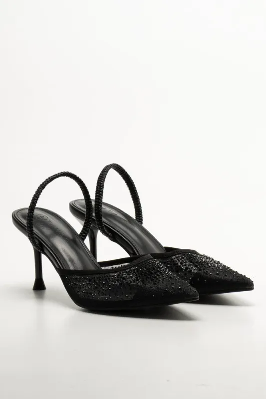 Mesh Pointy Heels Black sold by Ackermas