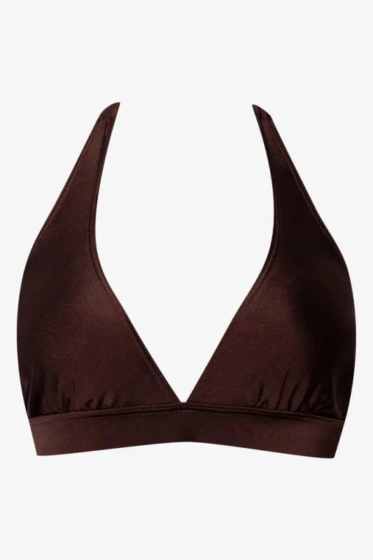 Ruched Halter Neck Bikini Top Brown sold by Ackermas