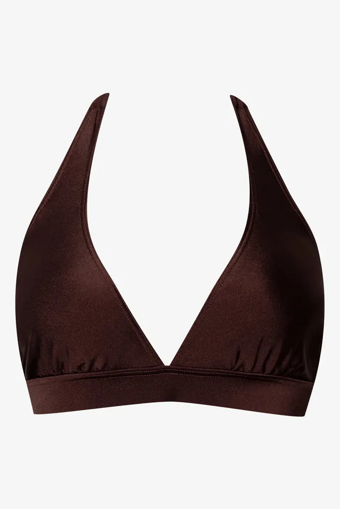 Ruched Halter Neck Bikini Top Brown sold by Ackermas