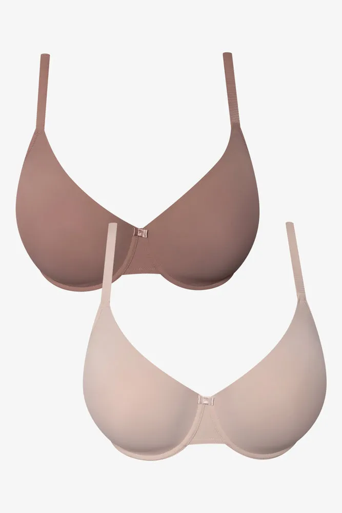 Plus Size 2 Pack T-Shirt Bra Natural And Brown sold by Ackermas