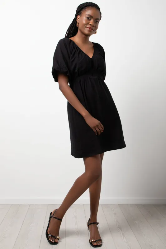 Short Puff Sleeve Dress Black sold by Ackermas