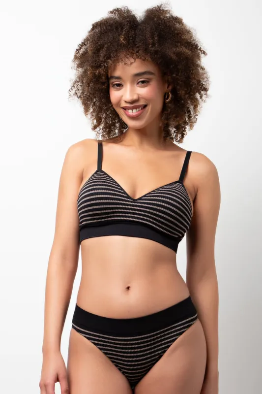 Seamless Stripe 3 Pack Brazilian Panties Black sold by Ackermas