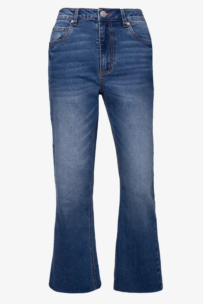 Cropped Flare Denim Jeans Blue sold by Ackermas