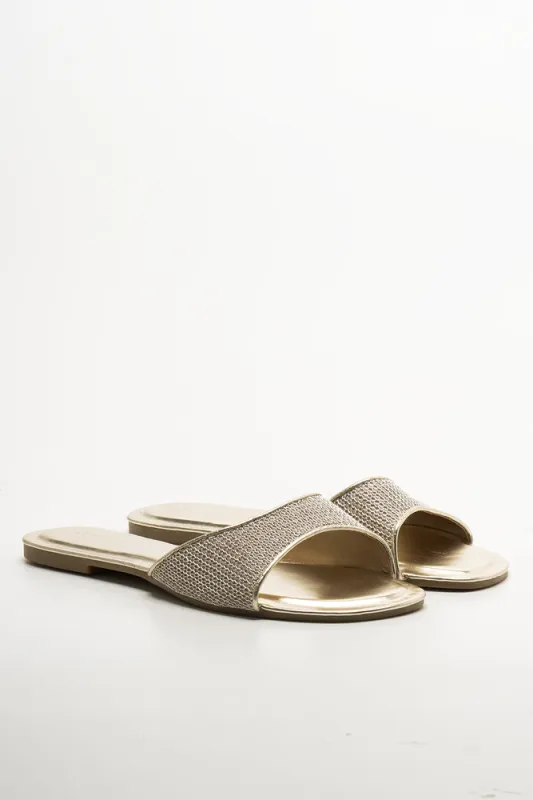 Metallic Mesh Mule Gold sold by Ackermas