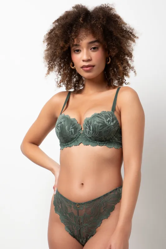 2 Pack Lace Balconette Bra Green And Natural sold by Ackermas