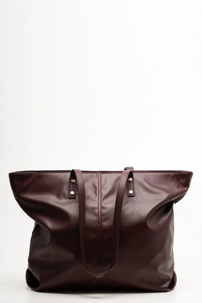 Patent Tote Bag Burgundy sold by Ackermas