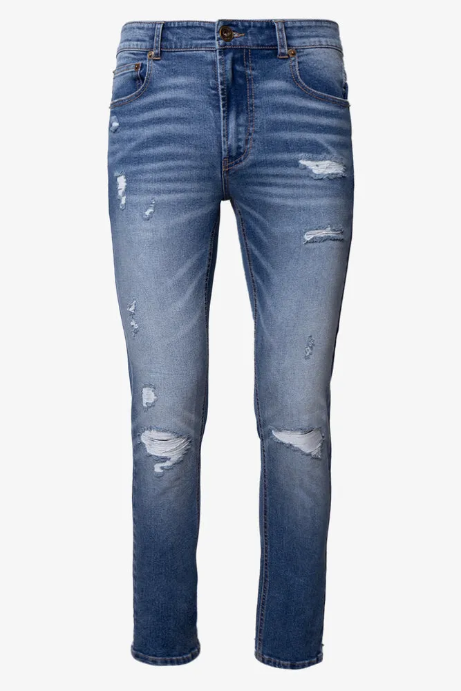 Ripped Skinny Denim Jeans Blue sold by Ackermas