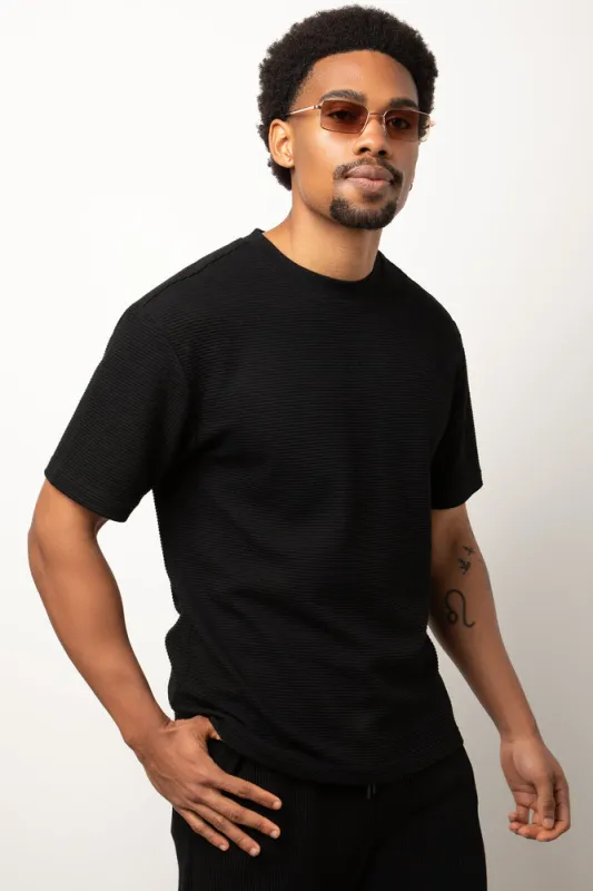 Rib Short Sleeve T-Shirt Black sold by Ackermas