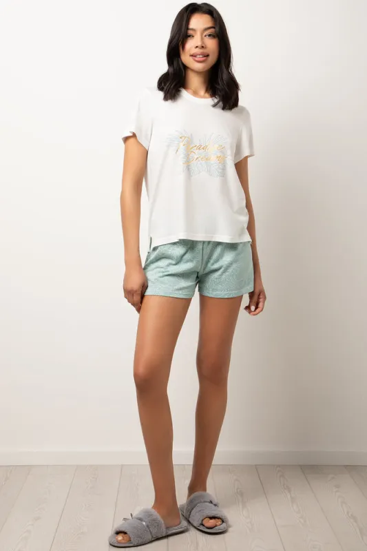 Paradise Dreams Shorts Pyjama Set Sage sold by Ackermas