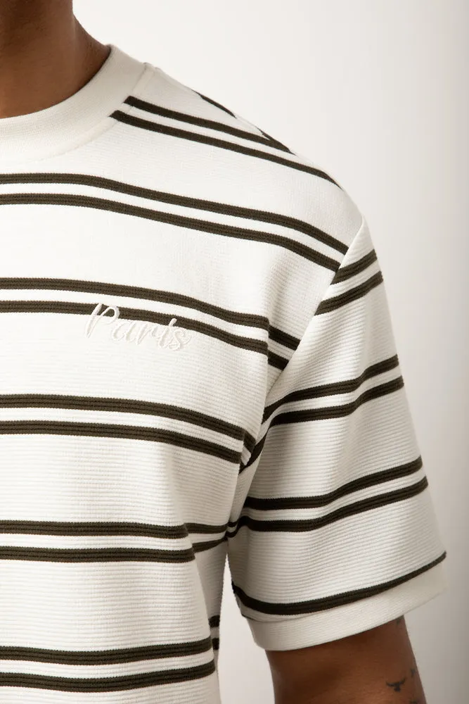 Textured Stripe Short Sleeve T-Shirt White sold by Ackermas product image thumbnail 4